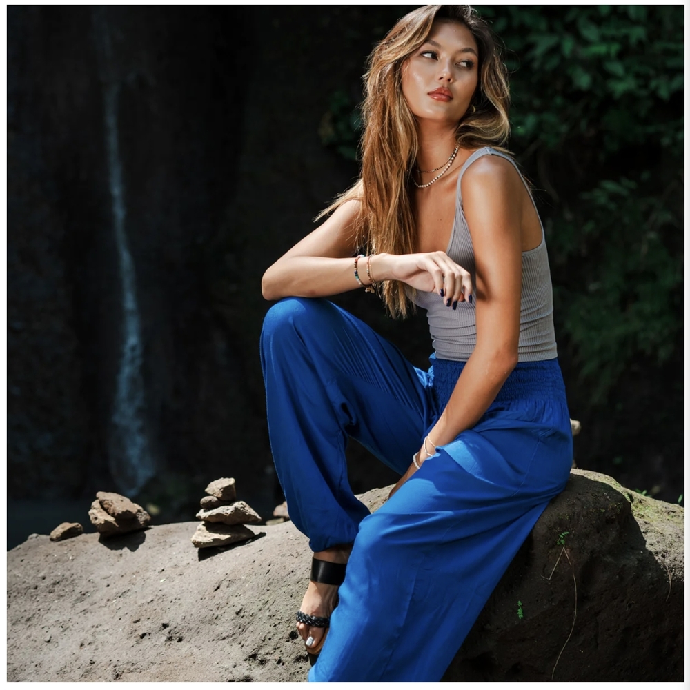 Harem Pants - Cobalt Blue - Lotus and Luna - Medium